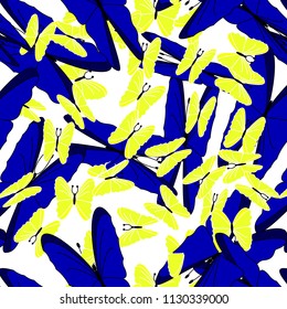 Seamless butterfly pattern yellow and blue