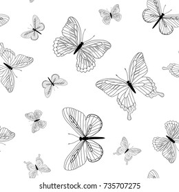 Seamless with butterfly. Vector illustration.