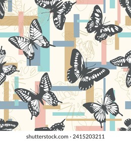 Seamless butterflys pattern. Vector Illustration.