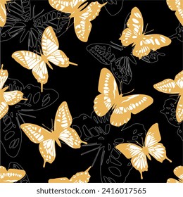 Seamless butterflys pattern. Vector Illustration.