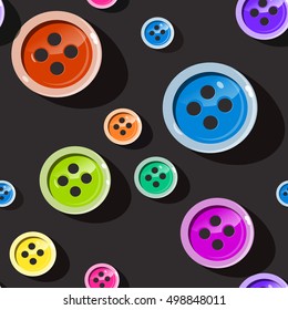 Seamless Buttons. Colorful Button Pattern on Dark Background. Suitable for Web Designs or Cover Prints.