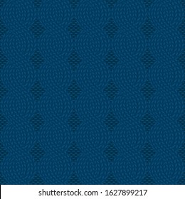 Seamless cable knit blue pattern. Handycraft background