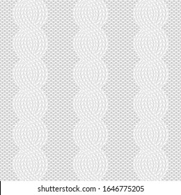 Seamless cable knit white pattern. Handycraft background