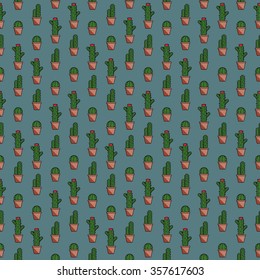 Seamless cactus pattern.