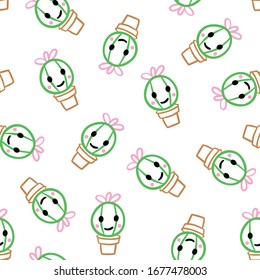 Seamless Cactus Pattern Background Vector Art Wrapping Paper Abstract