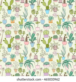 Seamless cactus pattern can be used for wallpaper, website background, wrapping paper. Cactus natural bright pattern. Summer design. Flower concept.