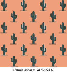 seamless cactus pattern on coral background with southwestern vibe