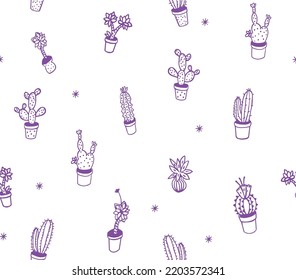 seamless cactus pattern print for textile and other uses as background.