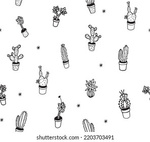 seamless cactus pattern print for textile and other uses as background.