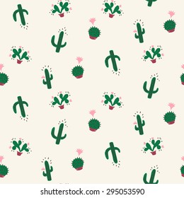 Seamless Cactus Pattern in Vector