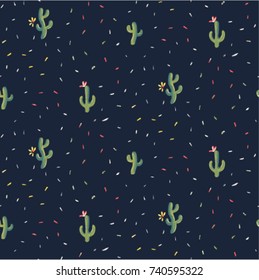 Seamless Cactus  Pattern in Vector