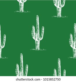 seamless cactus pattern, vector illustration by hand