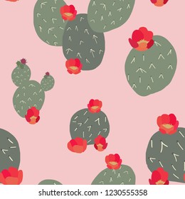 Seamless cactus pattern. Vector illustration. 