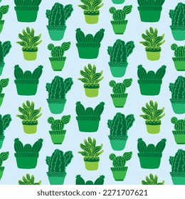 seamless cactus pattern vector illustration