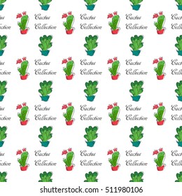 seamless cactus pattern vector illustration
