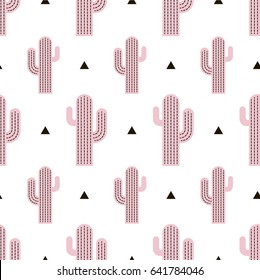 Seamless cactus pattern vector illustration. Background with Mexican cacti
