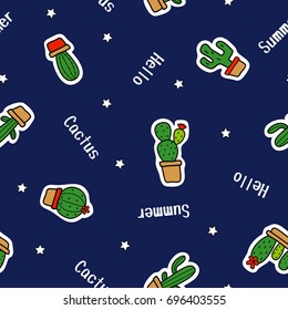 seamless cactus pattern vector illustration