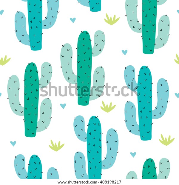 Seamless Cactus Pattern Vector Illustration Stock Vector (Royalty Free ...