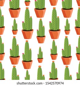 seamless cactus vector pattern background design 