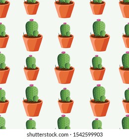 seamless cactus vector pattern background design 