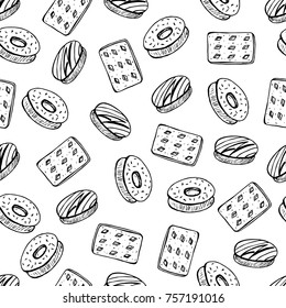 Seamless cake pattern hand drawn design vector illustration 