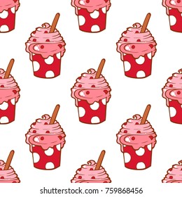 seamless cake pattern isolated on White background. Vector illustration