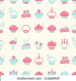 seamless cake pattern soft vintage color style. Vector illustration
