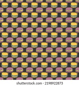 Seamless cake pattern. Sweets and candy background. Doodle vector illustration with sweets and candy icons