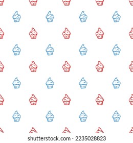 Seamless cake pattern. Sweets and candy background. Doodle vector illustration with sweets and candy icons