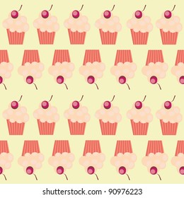  seamless cake pattern. Vector illustration