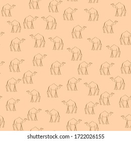 seamless camel pattern on a sand background