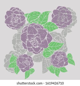 Seamless Camelia Flower Pattern with Soft Color
