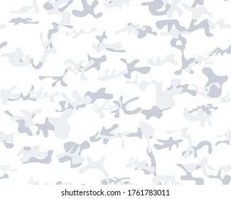 Seamless Camo Paint. Gray Camo Print. Army Snow Grunge. Modern Blue Pattern. Gray Hunter Pattern. Woodland Vector Camouflage. Winter White Camouflage Seamless Brush. Fabric Military Background.