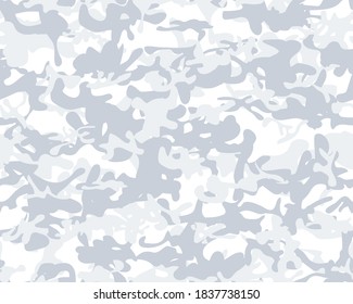 Seamless Camo Paint. Winter Camo Paint. Army Blue Canvas. Vector Snow Texture. White Hunter Pattern. Woodland Vector Background. Winter White Camouflage Seamless Brush. Modern Abstract Camouflage.