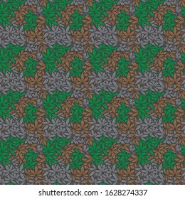 Seamless camoflage pattern with randomly cannabis leaf. Easy for color editing with color grouped.