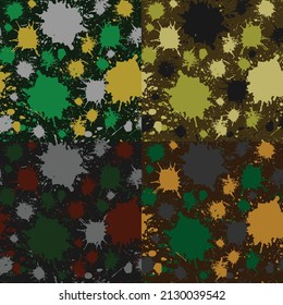 Seamless camoflage pattern with splatter paint texture for wallpaper, background clothes printing or any other purpose. Easy for color editing with color grouped 