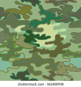Seamless camouflage abstract pattern with contrast outline. Man fashion. Military textile collection. Green shadows. Backgrounds & textures shop.