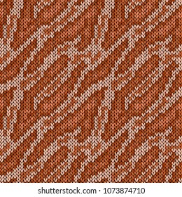 Seamless camouflage background, knitting vector pattern as a fabric texture in various brown hues