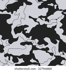 Seamless camouflage background vector. Abstract camouflage background in monochrome.