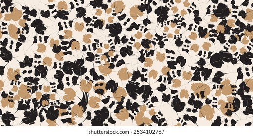 Seamless camouflage black and brown pattern. Vector illustration