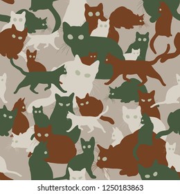 Seamless camouflage with cats