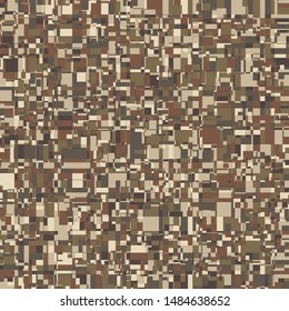 Seamless camouflage with a cellular structure with superimposed chaos. Small parts. Brown desert .