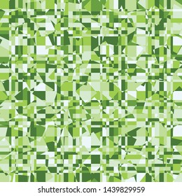Seamless camouflage with a cellular structure that includes chaos of squares. Small parts. Green forest.