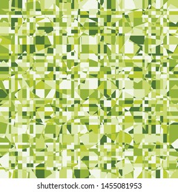 Seamless camouflage with a cellular structure that includes chaos of squares. Small parts. Green forest.