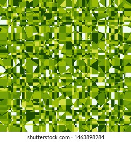 Seamless camouflage with a cellular structure that includes chaos of squares. Small parts. Green forest.