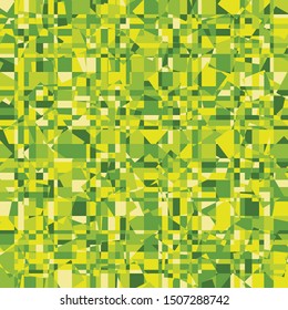 Seamless camouflage with a cellular structure that includes chaos of squares. Small parts. Green forest.