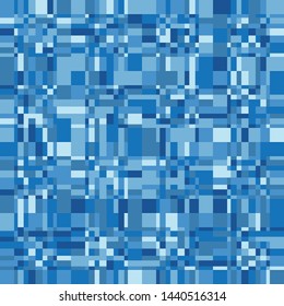 Seamless camouflage with checkered structure. Blue shades.