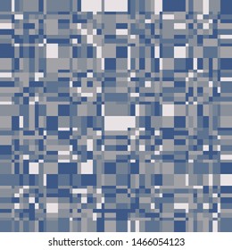 Seamless camouflage with checkered structure. Blue shades.