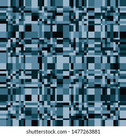 Seamless camouflage with checkered structure. Blue shades.