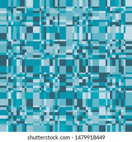 Seamless camouflage with checkered structure. Blue shades.